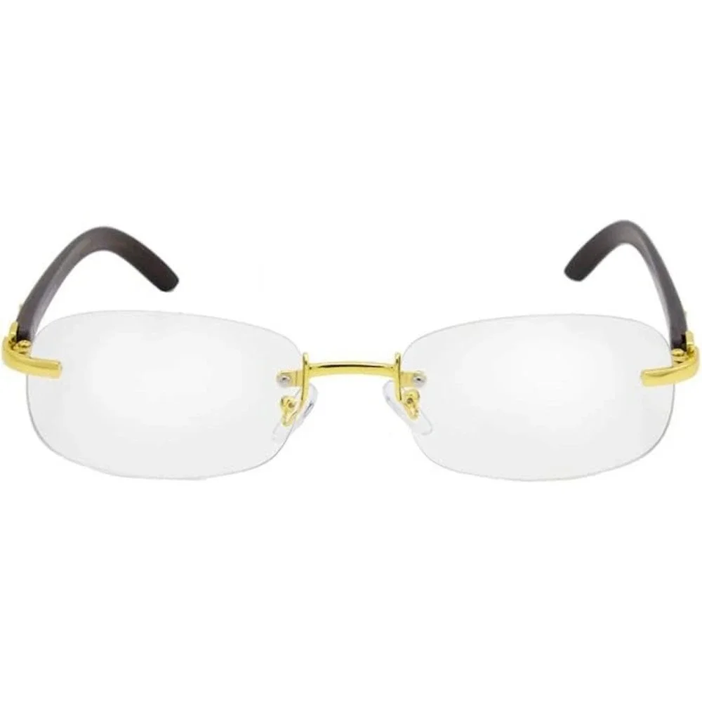 Mens CLASSY Style Wood Buff Retro 90s Hip Hop Rapper Gangster Clear Sunglasses‎